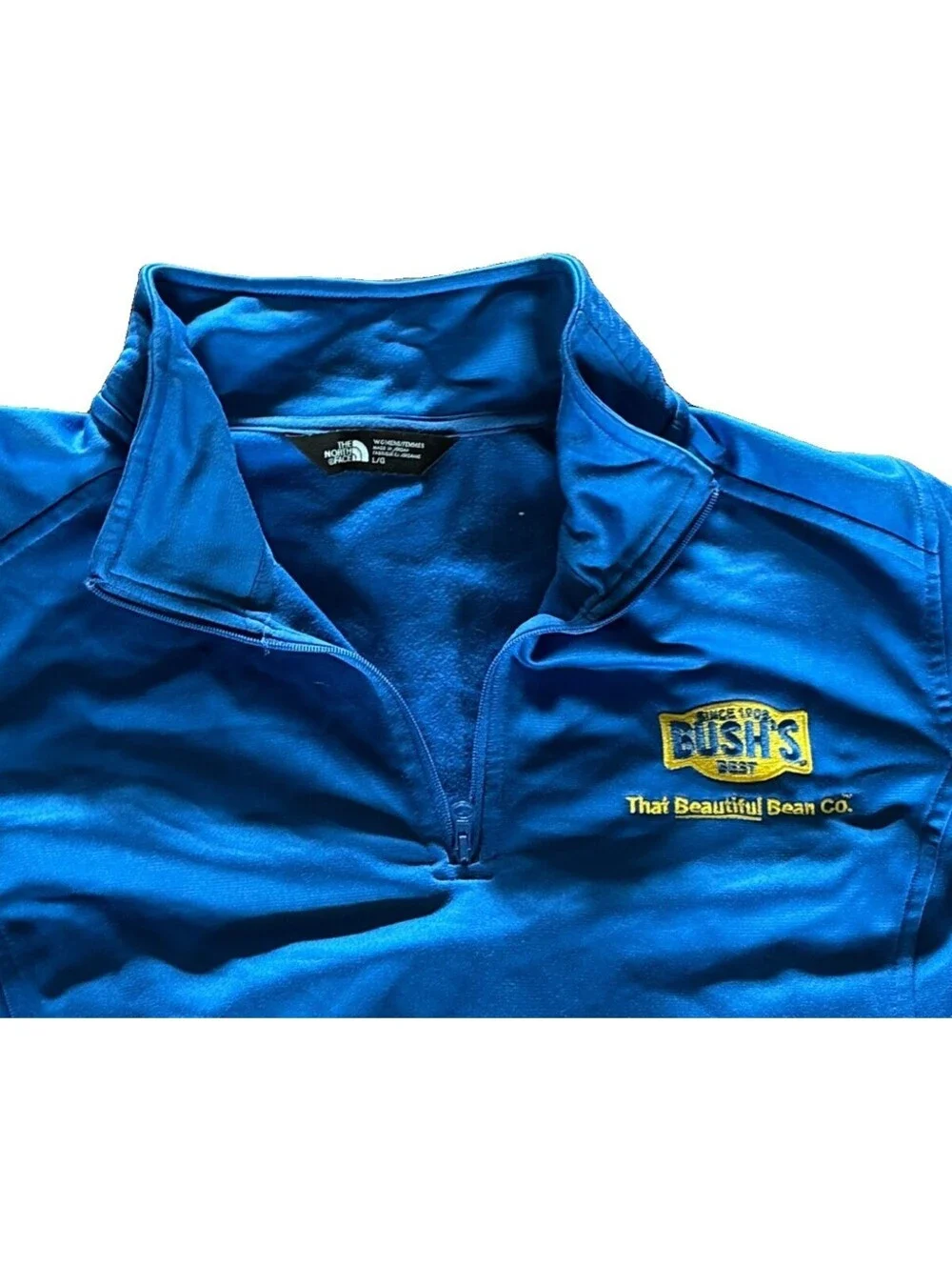The North Face Bush’s Best Beans Women’s L Blue 1/4 Zip Pullover TNF Employee